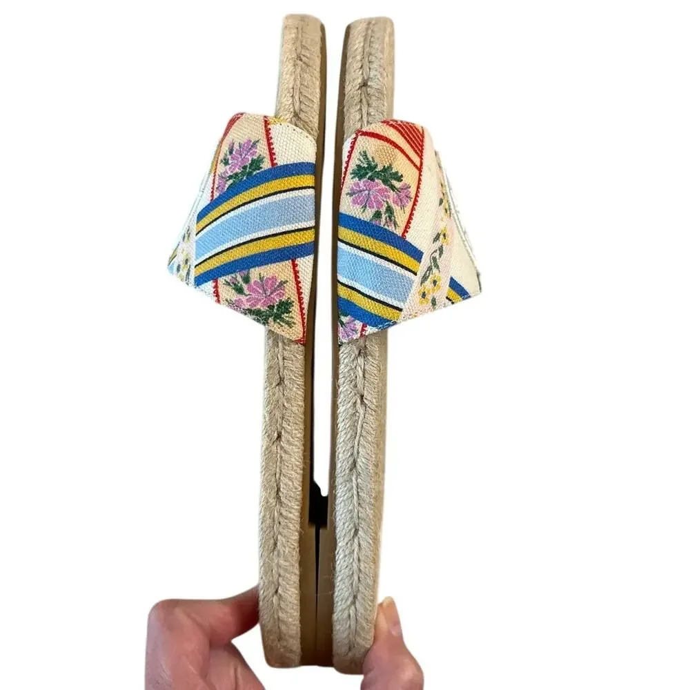Tory Burch Benton Espadrille Slides Multicolor Canvas 7.5‎ Boho